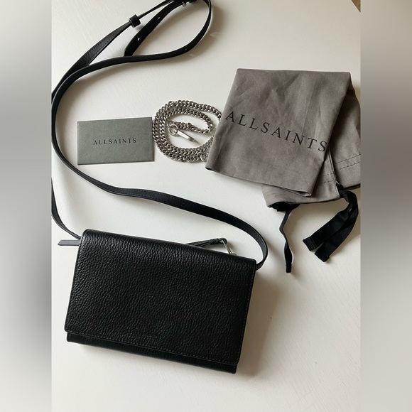 All Saints Fetch Leather/Chain Crossbody Wallet - Picture 7 of 16